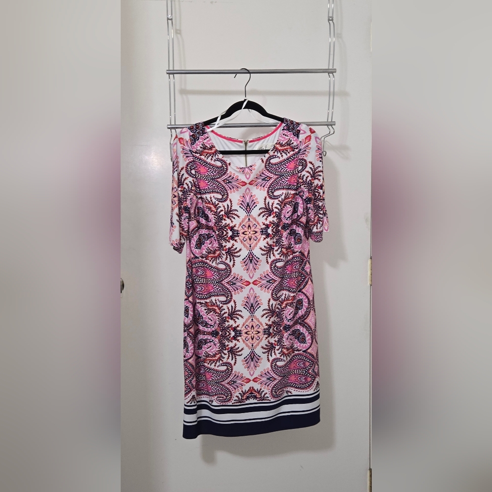 Eliza J Pink Shift Dress Elbow Sleeves